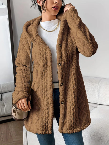 CloudSilk – Effortless Chic Hooded Dress – Brown / S（US 4）