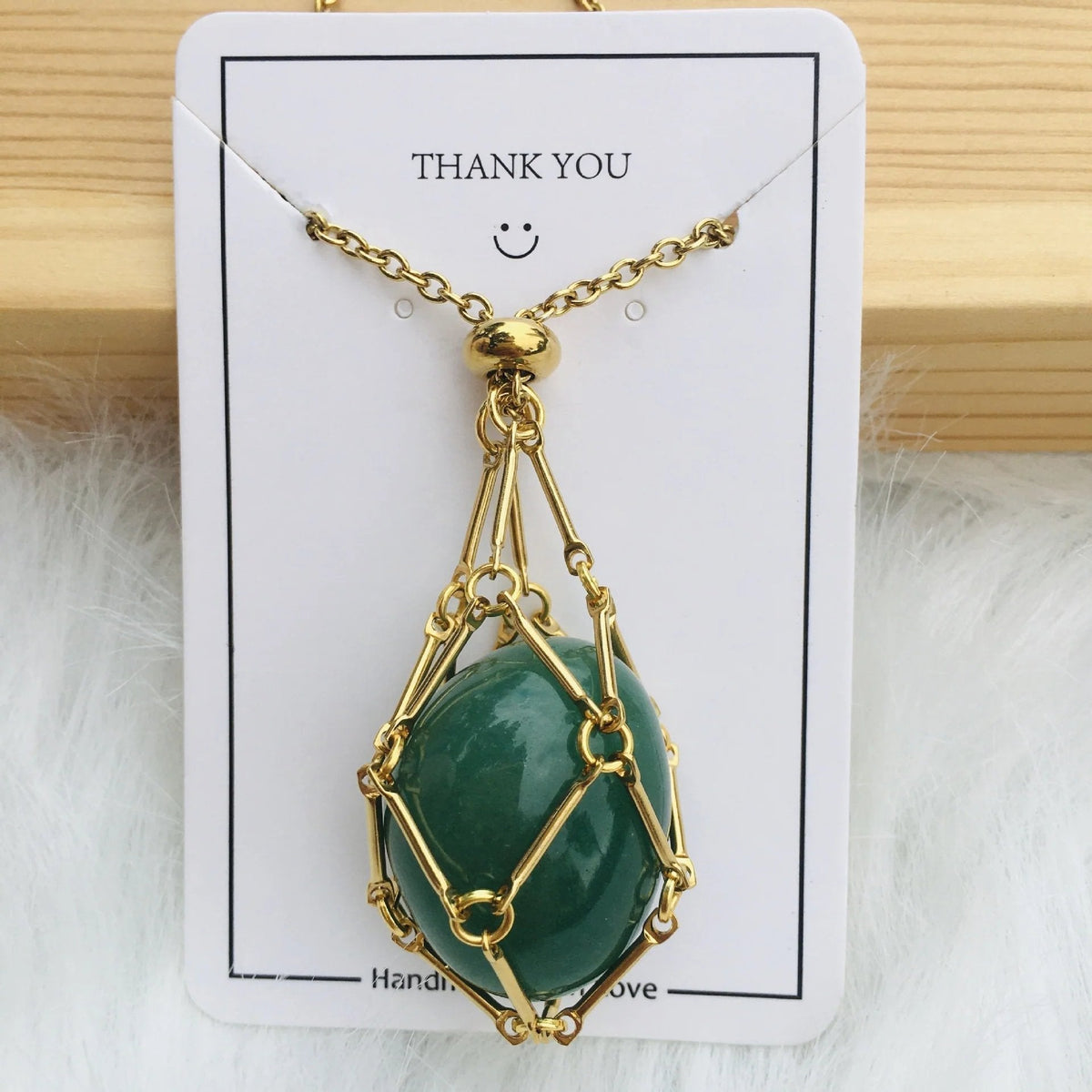 SoulBound - Natural Healing Crystal Necklace – Emerald / Gold