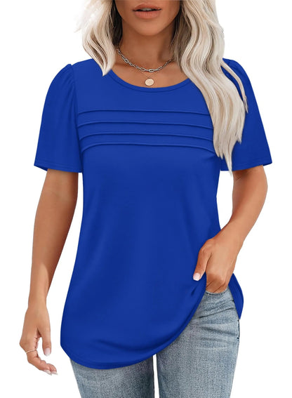 AirSilk – Lightweight Pleated Fashion Tee – Royal blue / S