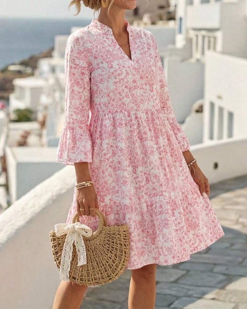 BloomLayer – Floral Tiered V-Neck Dress – image 4