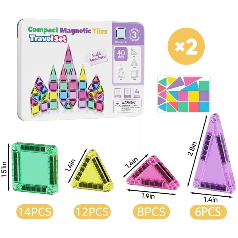 MagnaBuild – Magnetic Tiles Building Blocks Set – 2 Sets