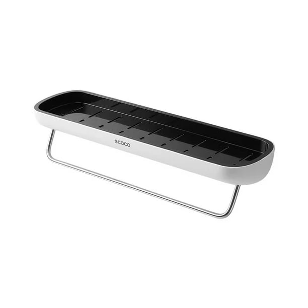 AquaHold – No-Drill Bathroom Storage Shelf – With Towel Bar / Black