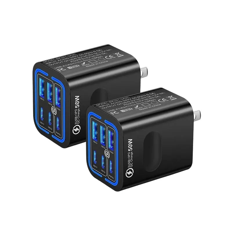 QuickPulse – Multi Port Fast Charger – US Plug, Black * 2
