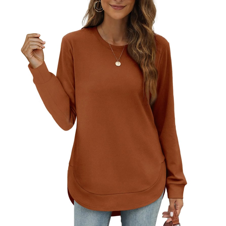 CurveFit – Soft Crewneck Sweatshirt All Day Comfort – Tangerine / S