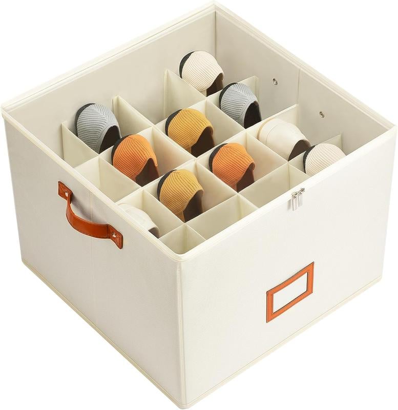 SoftStore – Collapsible Fabric Shoe Organizer Box – Beige