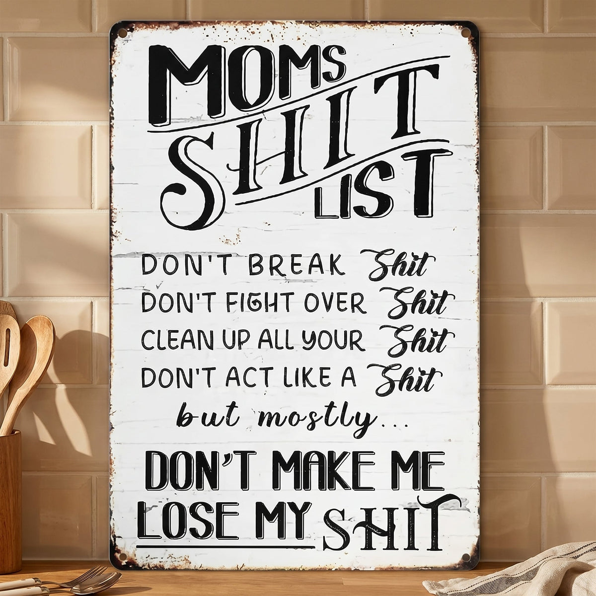 MamaRules – Rustic Funny Home Sign – S(6*8in)