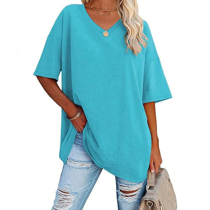 LunaWear – Summer New Women’s Loose T-Shirt – Sky Blue / S