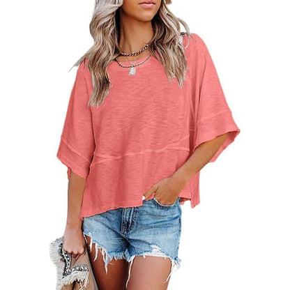 PureEase – Oversized Crewneck Comfort Summer Top – Pink / S