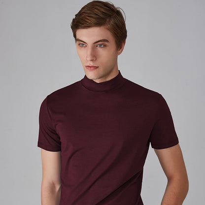 NeoCollar – Sleek High Neck T-Shirt – Burgundy / M