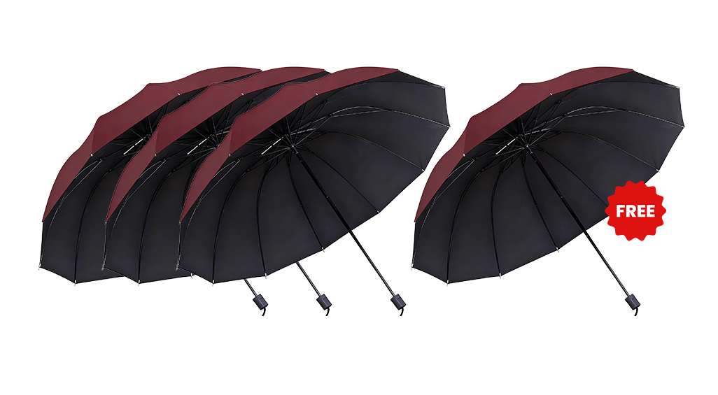 CloudDefender – Large Coverage Umbrella – Red / BUY 3 (GET 1 FREE) - 4 PIECESBest value for money