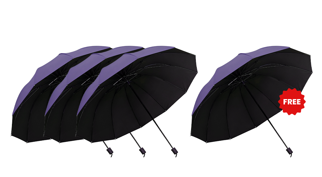 CloudDefender – Large Coverage Umbrella – Purple / BUY 3 (GET 1 FREE) - 4 PIECESBest value for money