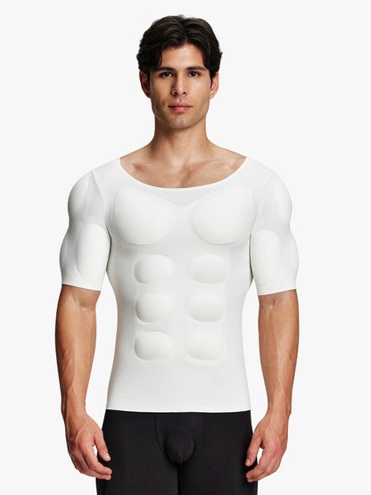 AlphaBuild – Instant Muscle Shirt – White / S [Weight 45 kg - 55 kg] / Buy 1
