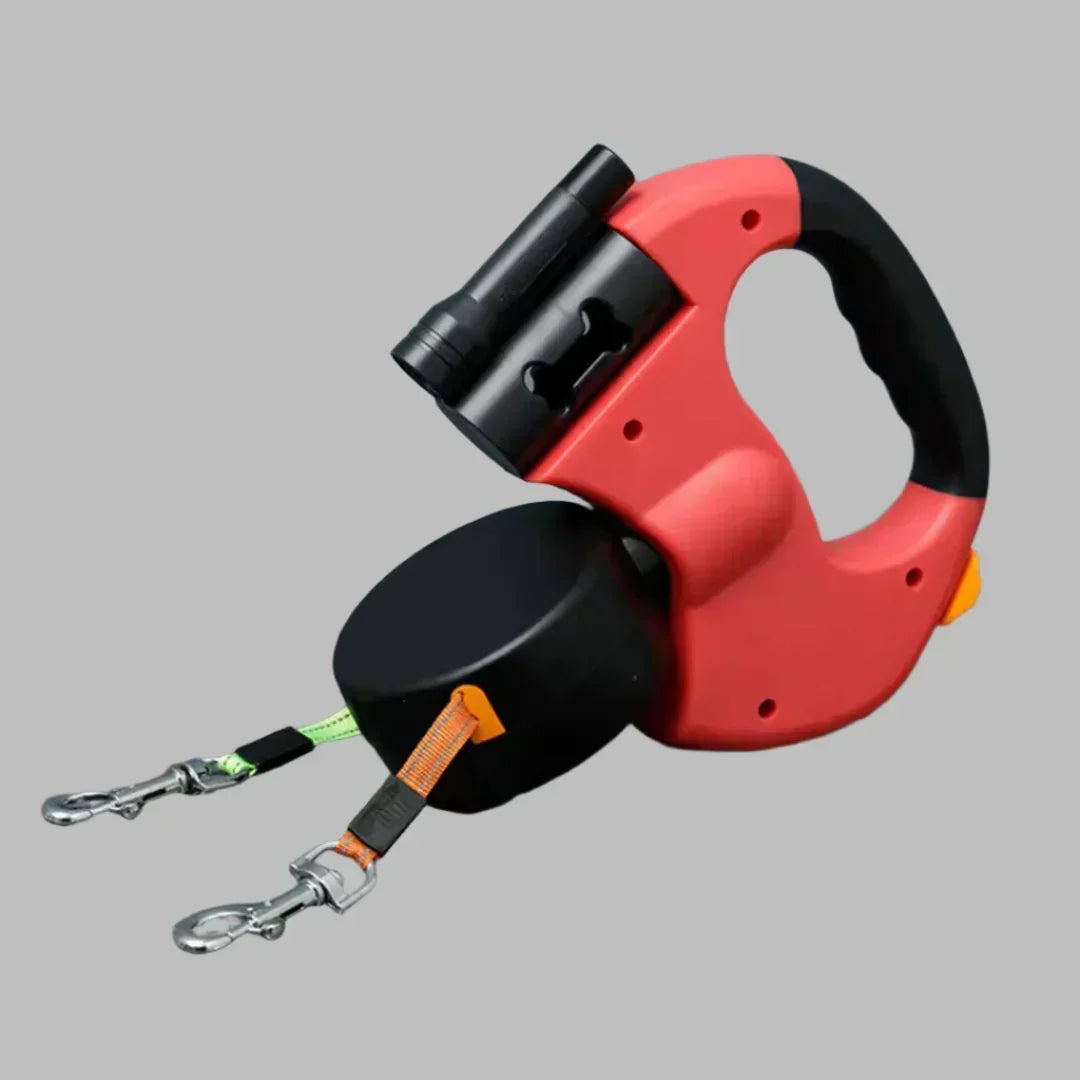 LumiPaw - 2 in 1 Extendable Dual Leash – Red