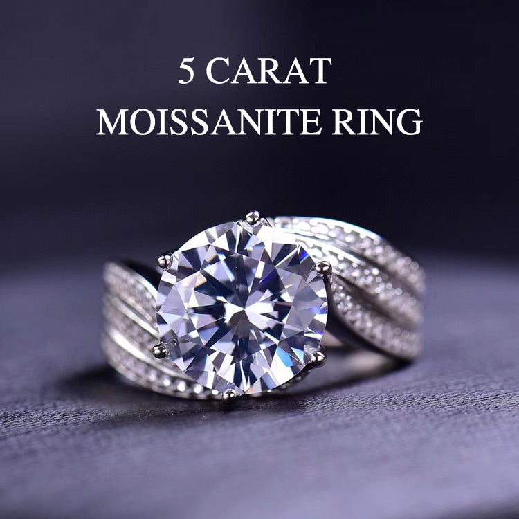 RomaBrilliance – Elegant 5 Carat Moissanite Ring – 5 carat moissanite ring+5 carat gra certificate