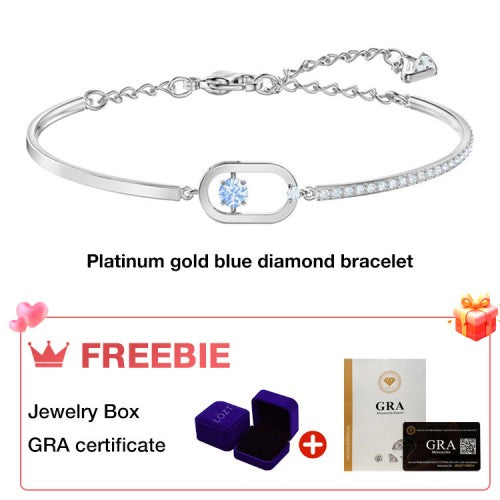 BrillianceFlow – Dancing Stone Bracelet – Platinum blue diamond + GRA certificate