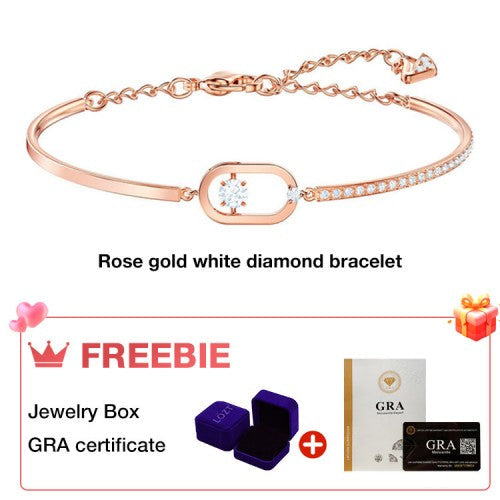 BrillianceFlow – Dancing Stone Bracelet – Rose gold white diamond + GRA certificate