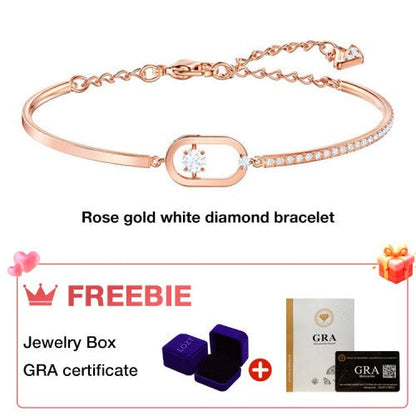 BrillianceFlow – Dancing Stone Bracelet – Rose gold white diamond + GRA certificate