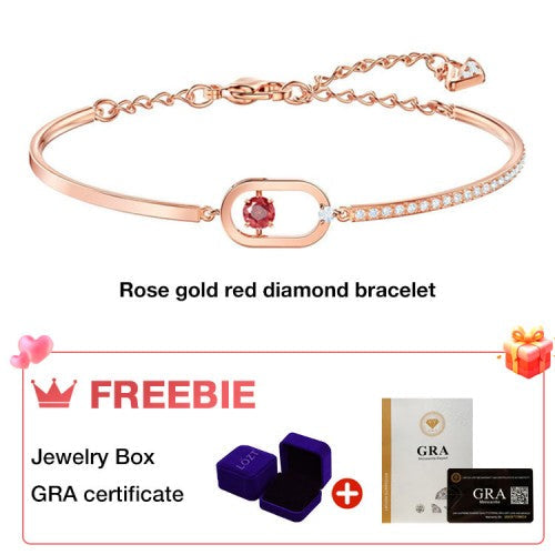 BrillianceFlow – Dancing Stone Bracelet – Rose gold red diamond + GRA certificate
