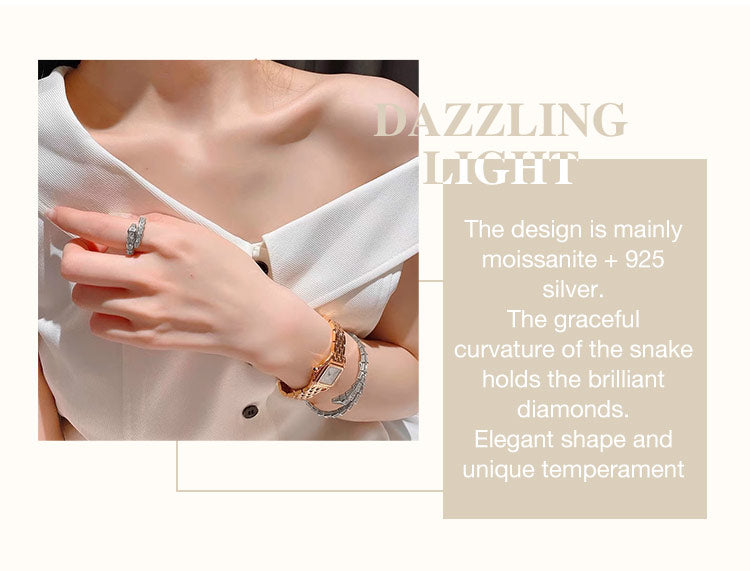 SerpentGlow – Zircon Snake Shaped Open Cuff Bracelet – image 24