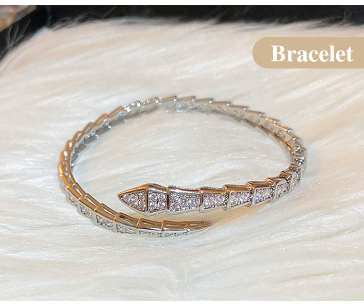 SerpentGlow – Zircon Snake Shaped Open Cuff Bracelet – image 19