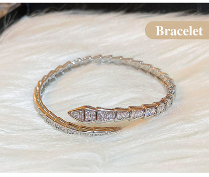 SerpentGlow – Zircon Snake Shaped Open Cuff Bracelet – image 19