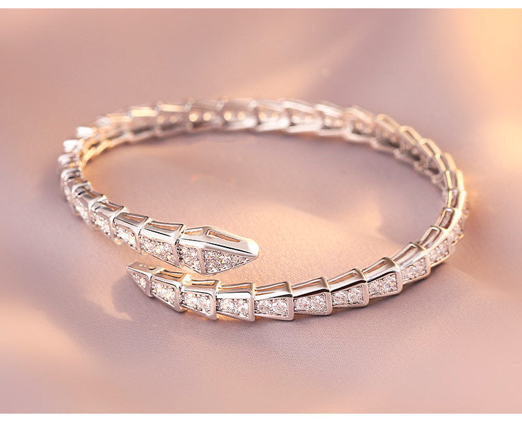 SerpentGlow – Zircon Snake Shaped Open Cuff Bracelet – image 18