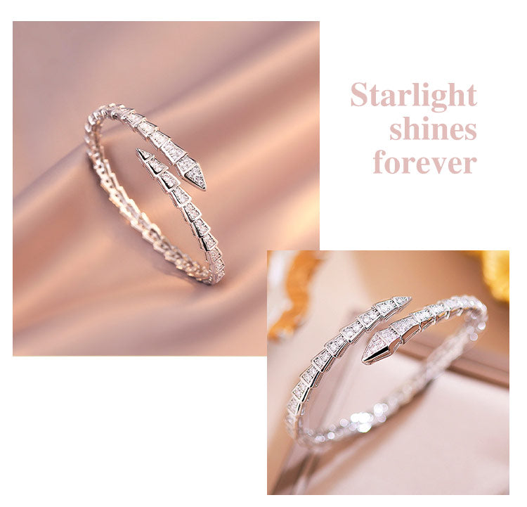 SerpentGlow – Zircon Snake Shaped Open Cuff Bracelet – image 21