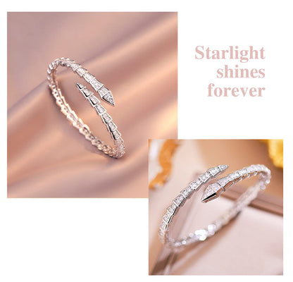 SerpentGlow – Zircon Snake Shaped Open Cuff Bracelet – image 21