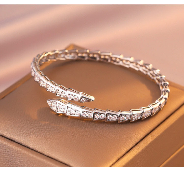 SerpentGlow – Zircon Snake Shaped Open Cuff Bracelet – image 5