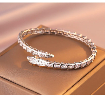 SerpentGlow – Zircon Snake Shaped Open Cuff Bracelet – image 5