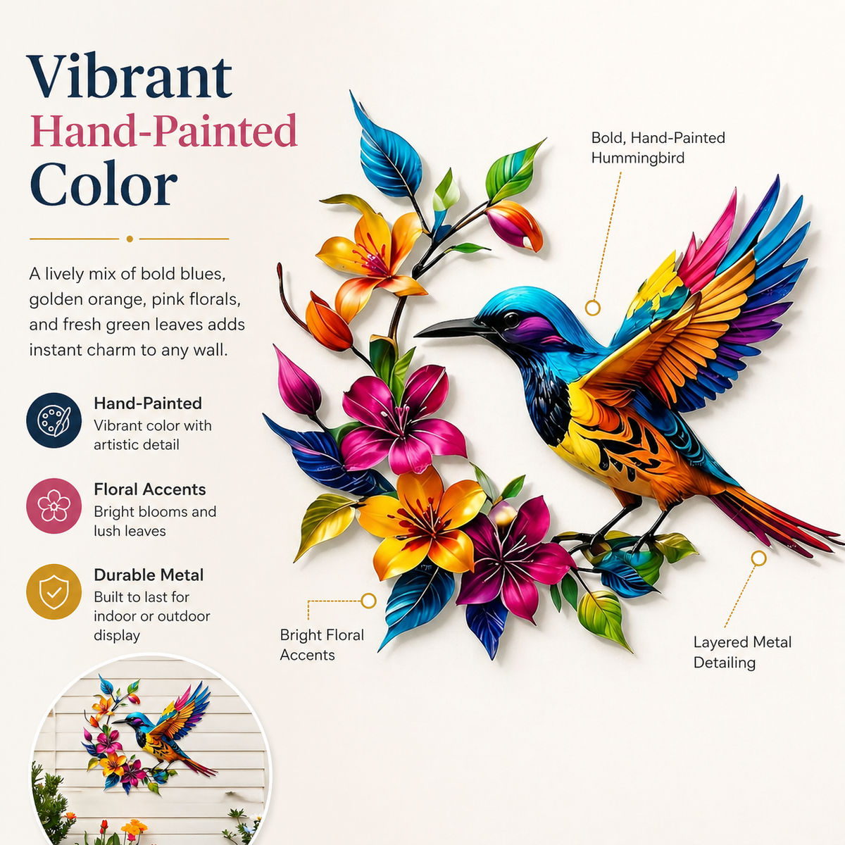 BloomForge – Hummingbird Metal Wall Art – image 5