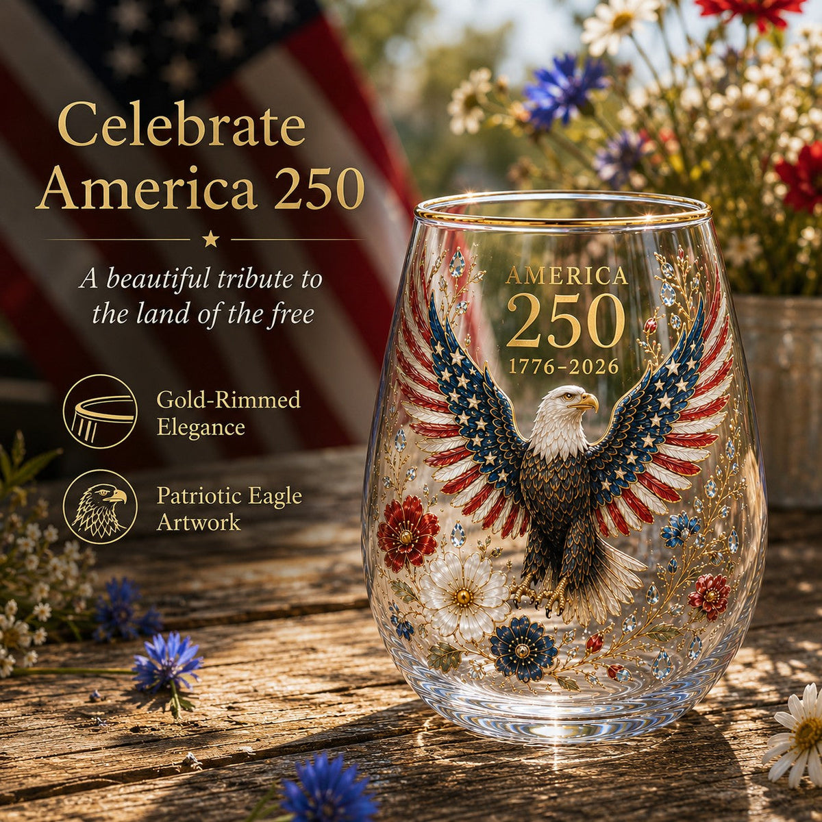 ValorSpirit – America 250 Commemorative Glass Tumbler – BUY 1