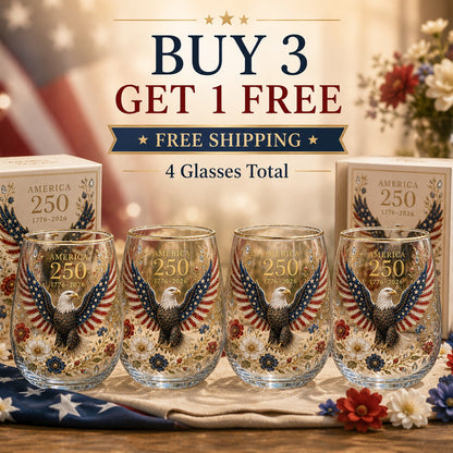ValorSpirit – America 250 Commemorative Glass Tumbler – 【FREE SHIPPING】Buy 3 GET 1 FREE - 4 Glasses