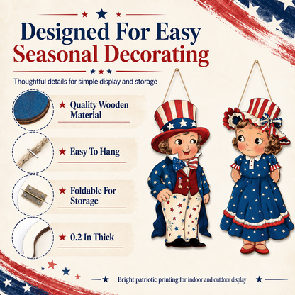 LibertyCraft – 2-Piece Patriotic Wooden Hanging Door Signs – image 5