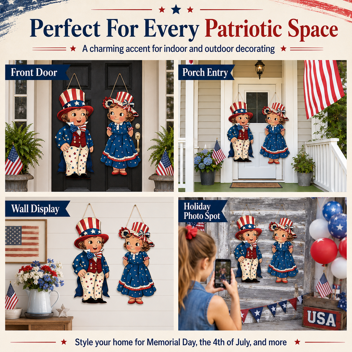 LibertyCraft – 2-Piece Patriotic Wooden Hanging Door Signs – image 11