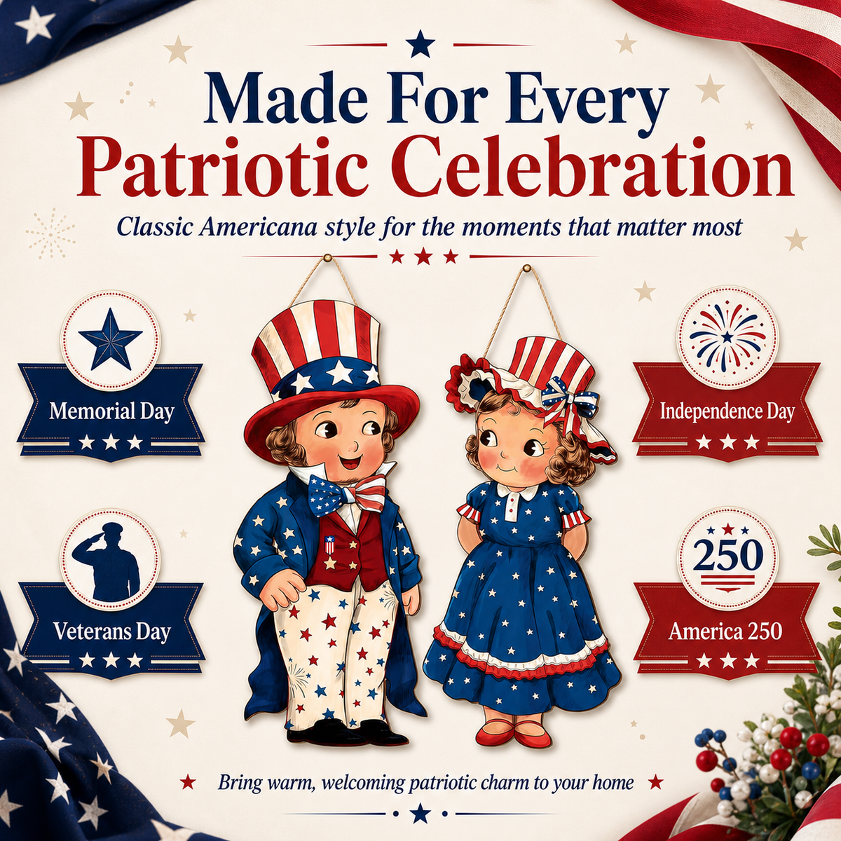 LibertyCraft – 2-Piece Patriotic Wooden Hanging Door Signs – image 7