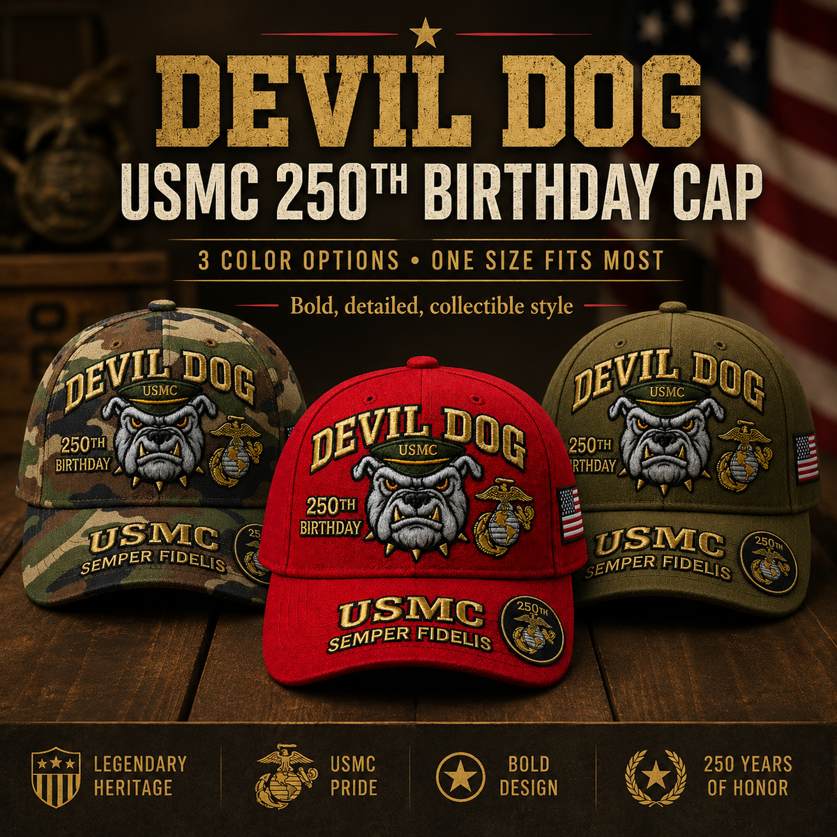 SemperValor – Devil Dog Heritage Embroidered Cap – image 2
