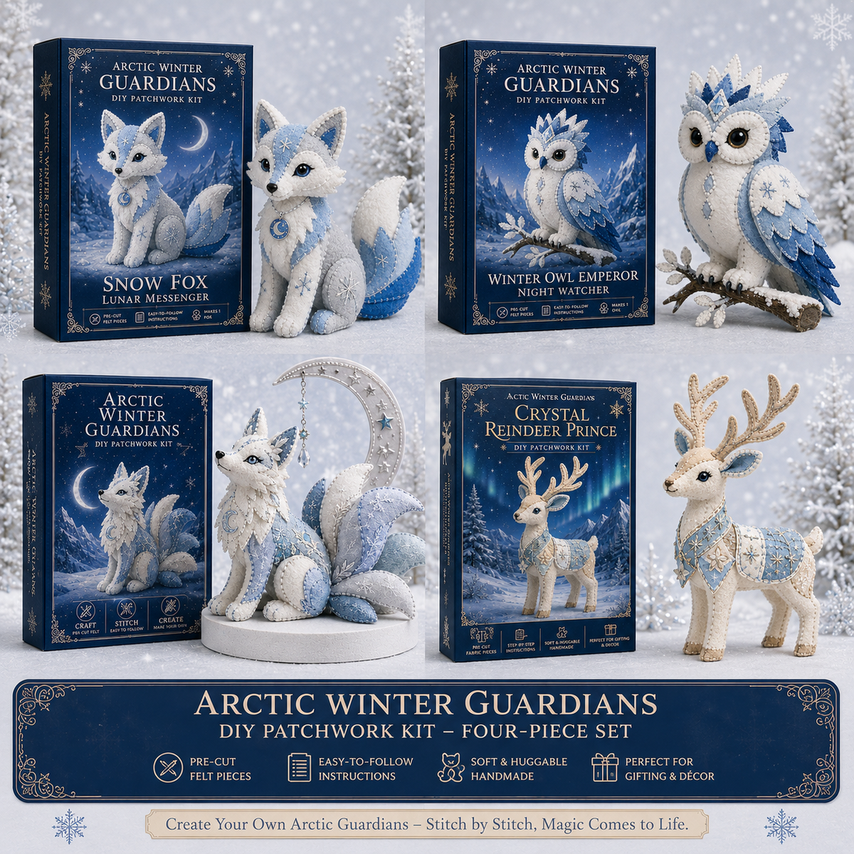 NordicStitch – Winter Fantasy DIY Kit – Arctic Wildlife Set ️(4PCS)