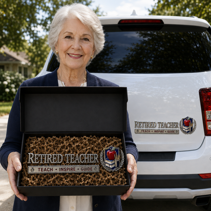 ClassroomLegacy – Retired Teacher Metal Car Emblem – image 3