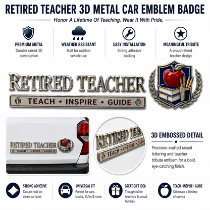 ClassroomLegacy – Retired Teacher Metal Car Emblem – image 4