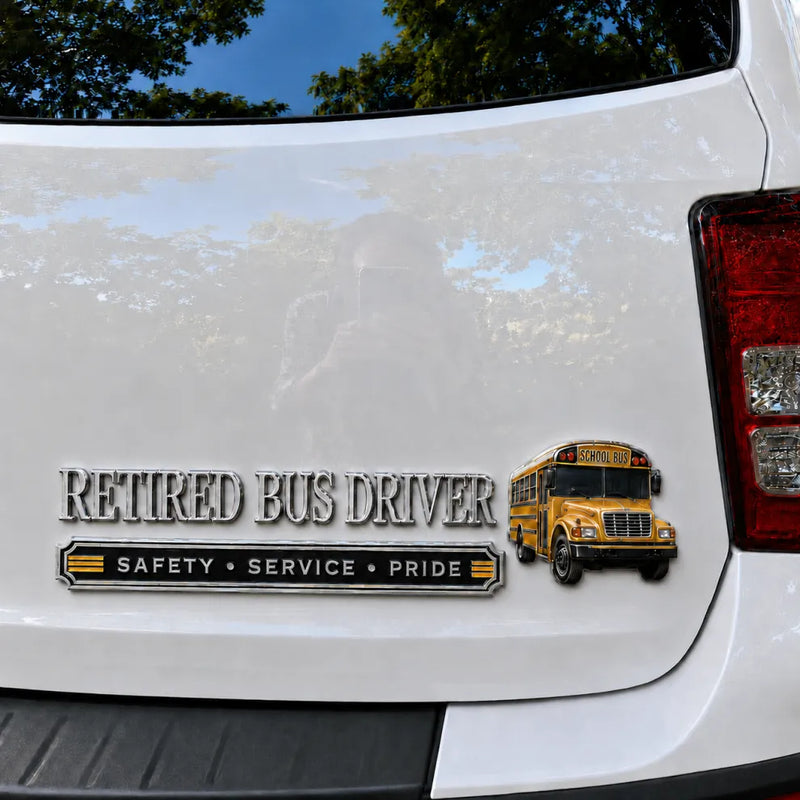 RoadHonor – Retired Bus Driver 3D Metal Car Emblem – image 2