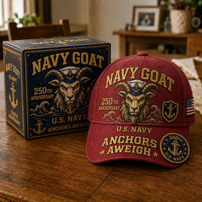 SeaValor – U.S. Navy 250th Anniversary Cap – Red / Adjustable (One Size Fits Most - 21 5/8" – 24 1/8")