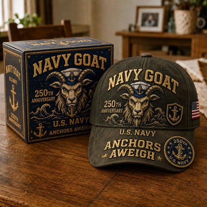 SeaValor – U.S. Navy 250th Anniversary Cap – Army Green / Adjustable (One Size Fits Most - 21 5/8" – 24 1/8")
