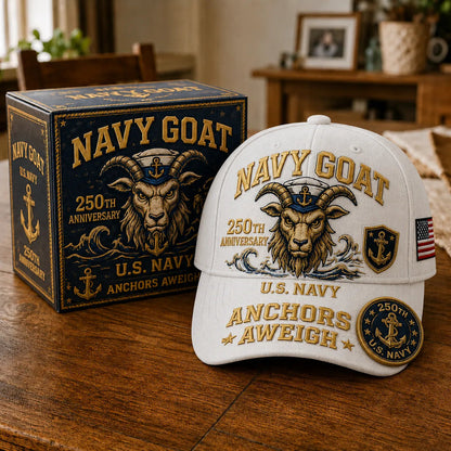 SeaValor – U.S. Navy 250th Anniversary Cap – White / Adjustable (One Size Fits Most - 21 5/8" – 24 1/8")