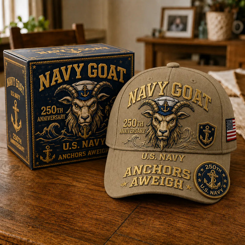 SeaValor – U.S. Navy 250th Anniversary Cap – Khaki / Adjustable (One Size Fits Most - 21 5/8" – 24 1/8")