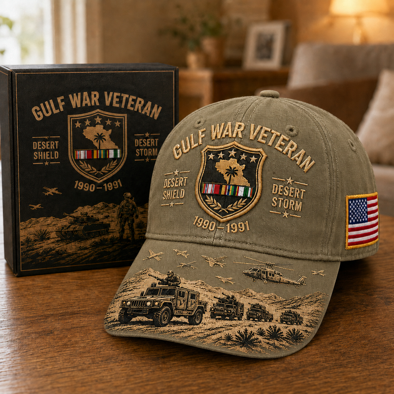 DesertLegacy – Gulf War Veteran Commemorative Cap – Olive Green / Adjustable (One Size Fits Most - 21 5/8" – 24 1/8")