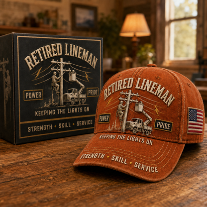 PowerGuard – Retired Lineman Commemorative Cap – Burnt Orange / Adjustable (One Size Fits Most - 21 5/8" – 24 1/8")