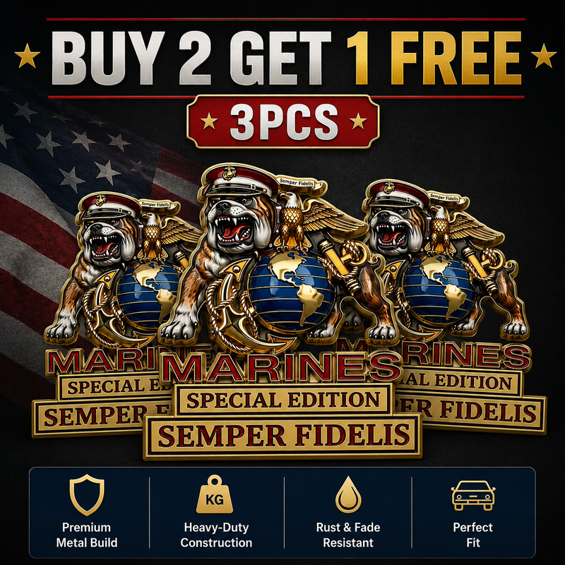 MarineValor – Patriotic Metal Emblem – BUY 2 GET 1 FREE –3 Emblems