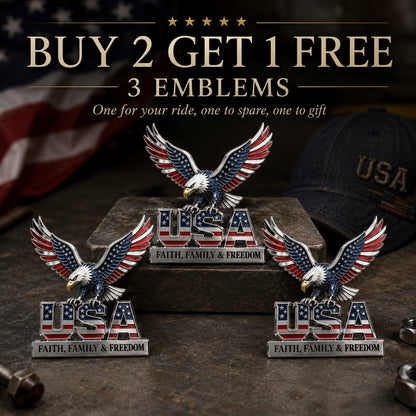 HonorWing – Patriotic USA Metal Emblem – BUY 2 GET 1 FREE -3 Emblems