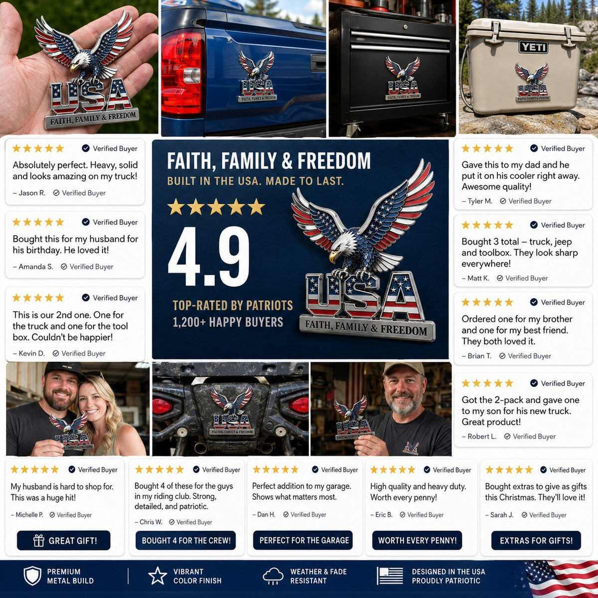 HonorWing – Patriotic USA Metal Emblem – image 2